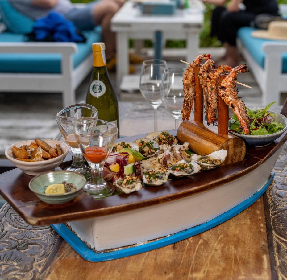 Signature seafood boat at The DeckHouse, An Bang Beach, perfect for a romantic Valentine's Day dinner or celebration by the sea.