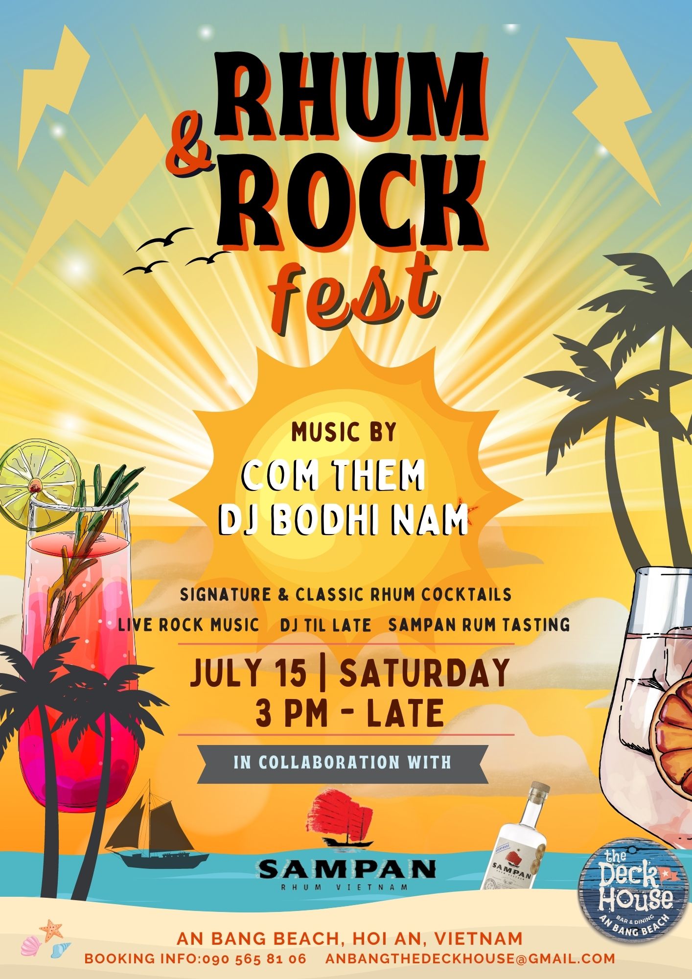 poster of the Rhum & Rock Fest 2023 at The DeckHouse An Bang Beach